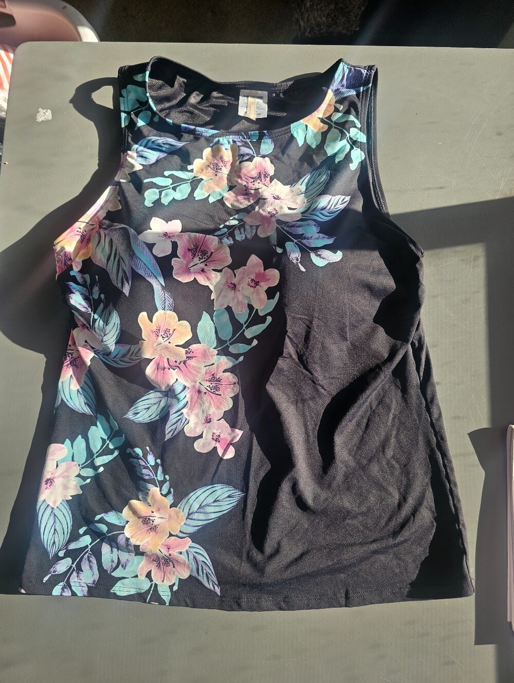 Womens Modest High Neck Swim Tank Sz 12 D With Soft Cups